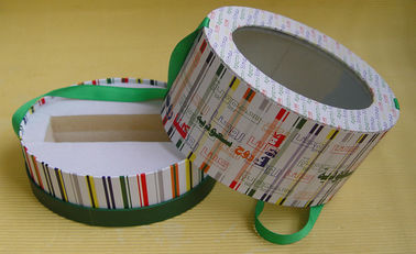 Round Recycled Paper Board Oval Keepsake Gift Wrapping Box with Ribbon