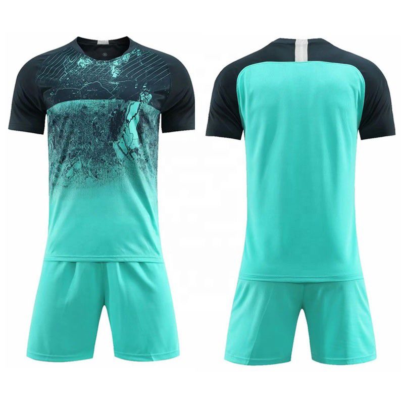 2019 New Sublimation Green Quick Dry Adults and Kids Soccer Uniform Jersey Set