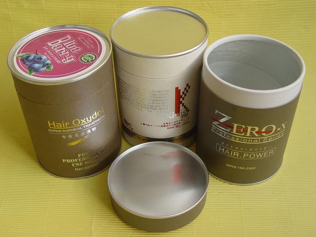 Complicated Food Grade Paper Tin Can / Tube Containers with Metal Bottom and Cap, PE Cap