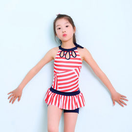 2019 Popular Stripe  Split Skirt Swimming Suit