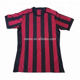 Mens Red And Black Stripe Sublimation Blank Soccer Jersey China Cheap