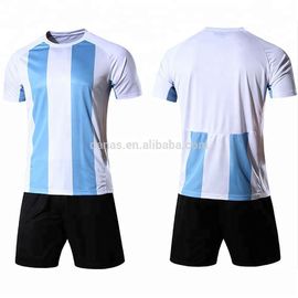 Customized Mens Blue and White Plain Striped Soccer Jersey