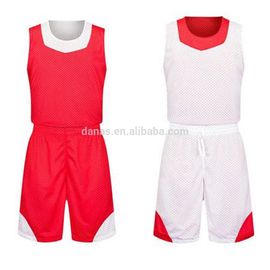 Custom Adults Red And White Reversible Basketball Uniform Jersey Design