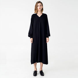 Autumn Women Clothing Black Midi Knit Dress