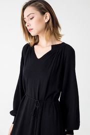 Autumn Women Clothing Black Midi Knit Dress