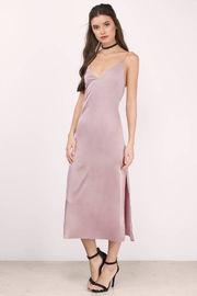 Sexy Satin Summer Midi Dress Women with Slit