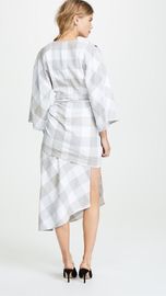 Fall Clothing Plus Size Gingham Kimono Style Wrap Dress For Women