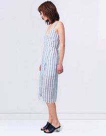 2018 Summer Linen Fabric Slip Wrap Dress Ladies