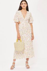 Summer Boho Style V neck Sexy Dress Floral Dress Long Midi