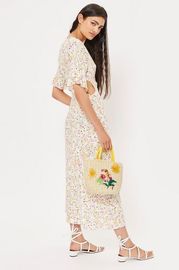 Summer Boho Style V neck Sexy Dress Floral Dress Long Midi