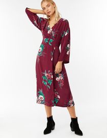 Summer Women Hot Sale Clothes Long Sleeve Print Wrap Maxi Dress Beach Women