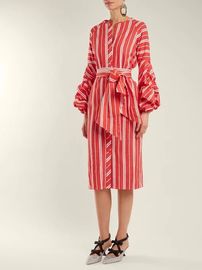 2018 Women Clothes Gathered Bell Sleeves Striped Midi Design Fashion Dresses For Women 2018