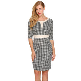 Popular white and black gingham pencil dress