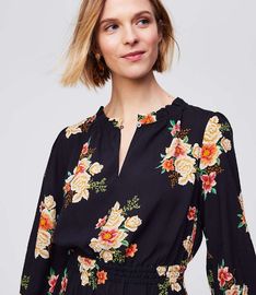 Lady Fashion Long Sleeve Floral Dresses For Women