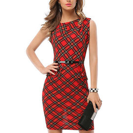 Modern gingham check slim career lady dress