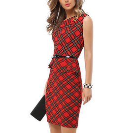 Modern gingham check slim career lady dress