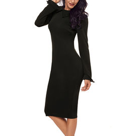 Latest turn down collar long sleeves green dress for women
