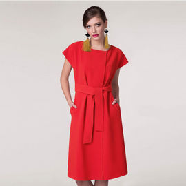 Woman Clothes Red Formal Midi Office dress