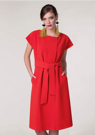 Woman Clothes Red Formal Midi Office dress