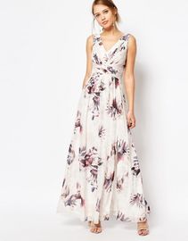 women maxi dress floral print chiffon split long dresses