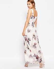 women maxi dress floral print chiffon split long dresses