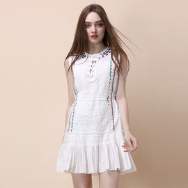 White 2016 fashion embroidered short ruffle dress designs