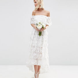 off shoulder women lace party wear long wedding night dress