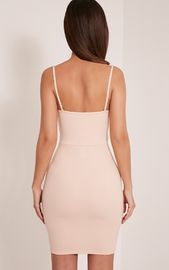 Nude Cut out mini dress front designs wrap bodycon fish cut dress