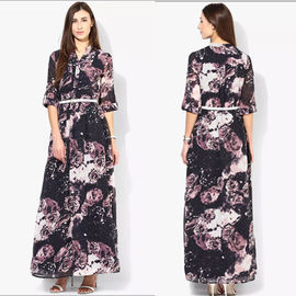 long sleeve newest design coloured maxi dress
