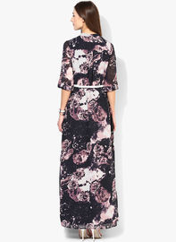 long sleeve newest design coloured maxi dress