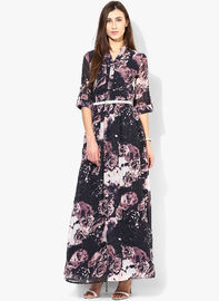 long sleeve newest design coloured maxi dress
