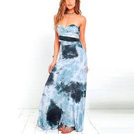 Tide And Seek Convertible Blue Grey Tie-dye Women Sexy Bandage Maxi Dress