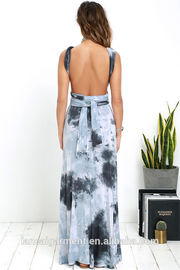 Tide And Seek Convertible Blue Grey Tie-dye Women Sexy Bandage Maxi Dress