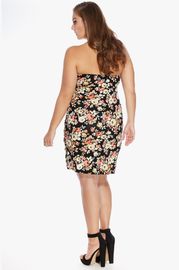 Fashion women floral print tube plus size dress