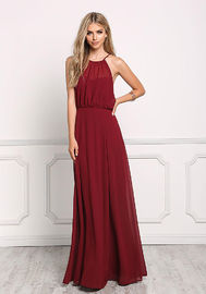 Sexy long maxi red dress draped chiffon bridesmaid dress patterns