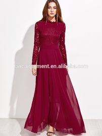 Long sleeve lace up maxi dress for muslim mother of the bride