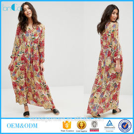 Fashion Cardigan Printed Ladies Long Sleeved Maxi Dress