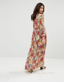 Fashion Cardigan Printed Ladies Long Sleeved Maxi Dress