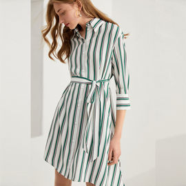 V-neck Shirt Dress for Women with Blouson Sleeves