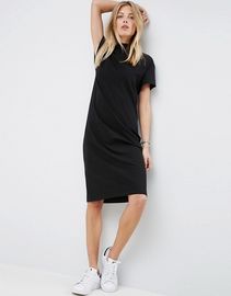 Hot sale Custom Blank Short Sleeve High Neck Cotton Spandex T Shirt Dress LC8429-N