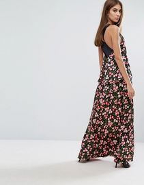 Cherry Blossom Printed Cross Back Maxi Dress