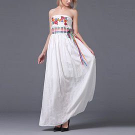 2018 New design white maxi off the shoulder embroidered long dresses