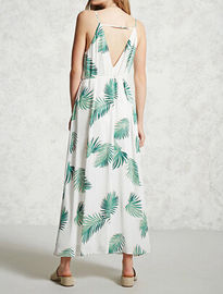 2018 New design maxi dress printed back scoop v neckline