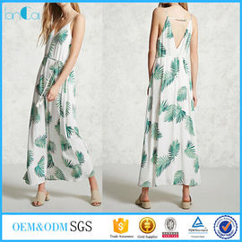 2018 New design maxi dress printed back scoop v neckline