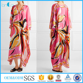 New arrival floral three quarter sleeve v-neckline kaftan dress