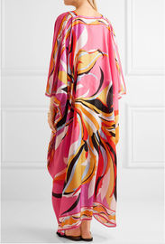 New arrival floral three quarter sleeve v-neckline kaftan dress