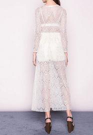 New design long sleevesheer lace white women maxi dress