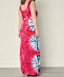 plus size maxi dress sleeveless tie-dye long dresses