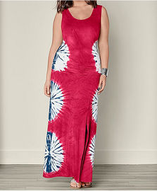 plus size maxi dress sleeveless tie-dye long dresses
