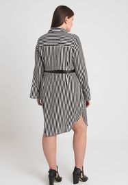 fashion plus size clothing long sleeve striped pattern dresses